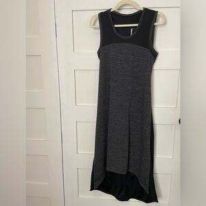 MONDETTA Black Heathered Grey High Low MIDI Dress Medium